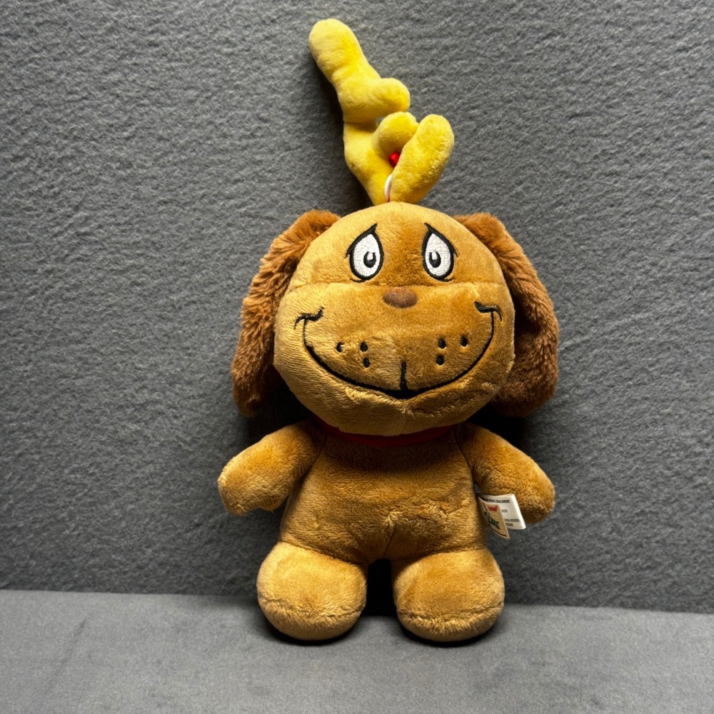 Aurora Dr Seuss Max Dog Plush Grinch Reindeer Antler Stuffed Animal 12" Brown